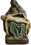 Sculpture Statue Religious Our Lady of Lede Madonna Antique Glass Chalkware Wood