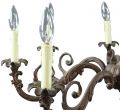 Chandelier French 1950 Vintage 8-Arms 8-Lights Dark Metal Traditional Romantic