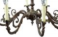 Chandelier French 1950 Vintage 8-Arms 8-Lights Dark Metal Traditional Romantic