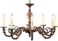 Chandelier French 1950 Vintage 8-Arms 8-Lights Dark Metal Traditional Romantic