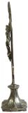 Crucifix Religious Art Nouveau Antique Spear Ladder Silver Metal Standing Cross
