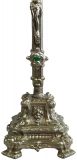 Crucifix Religious Rococo Jesus Green Glass Antique French Metal Standing Cross