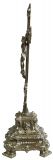 Crucifix Religious Rococo Jesus Green Glass Antique French Metal Standing Cross