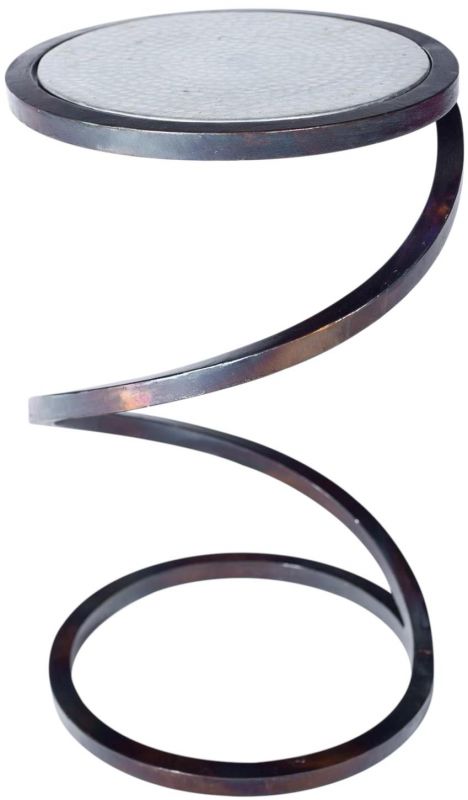 Accent Table Round Spiral Zinc Metal Brass Bronze