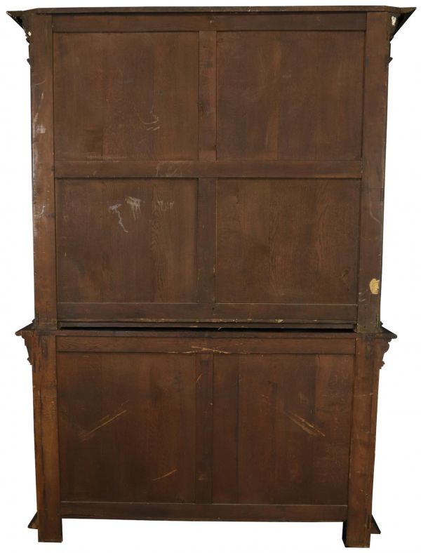 Antique Cabinet Bookcase Hunting Renaissance Putti Musicians Heavily Carved Oak