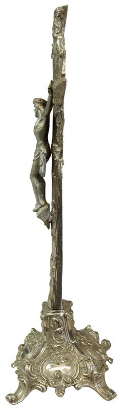 Antique Crucifix Cross Religious Ivy Leaf Metal Brass Bronze