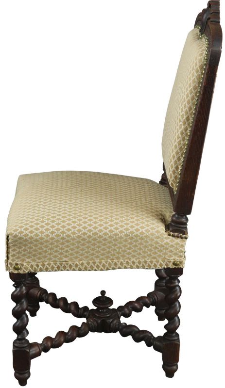 Antique Dining Chair Hunting Renaissance Barley Twist Gold Black Oak