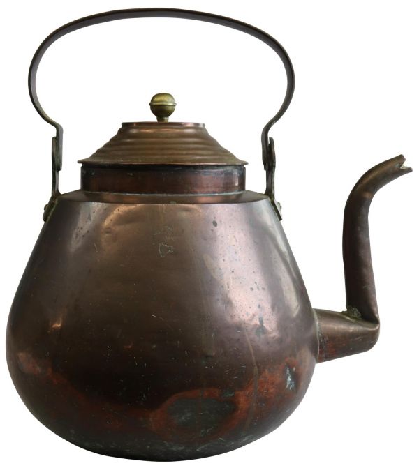 Antique Kettle Tea Pot Kitchen Large Copper