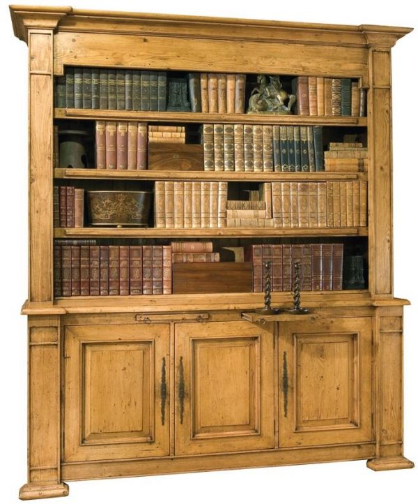 Bookcase Port Eliot French Provincial Olde European Pine Open Shelves 3-Doors