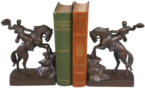 Bookends Bookend AMERICAN WEST Southwestern Cowboy on Bucking Horse Let R Buck