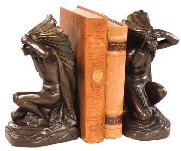 Bookends Bookend AMERICAN WEST Southwestern Kneeling Indian Chief On the