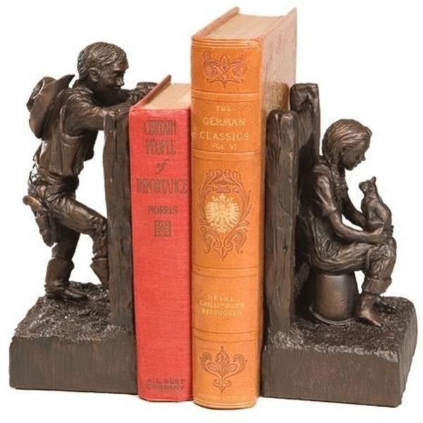 Bookends Bookend AMERICAN WEST Southwestern Ranch Kids Chocolate Brown Resin