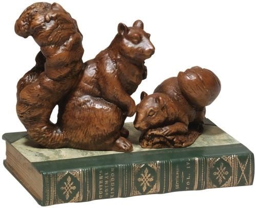 Bookends Bookend MOUNTAIN Rustic 2 Park Squirrels on Book Resin Hand-Painted