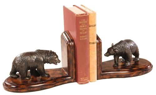 Bookends Bookend MOUNTAIN Rustic Bear Burnt Umber Resin Hand-Painted Hand-Cast