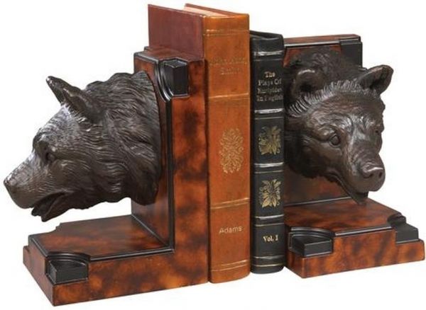Bookends Bookend MOUNTAIN Rustic Bear Head Resin Hand-Painted Hand-Cast
