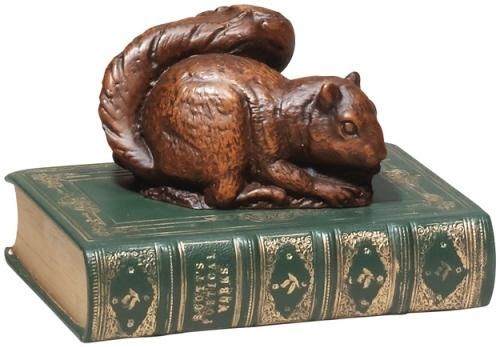Bookends Bookend MOUNTAIN Rustic Busy Squirrel on Book Small Green Resin