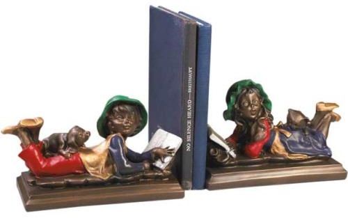 Bookends Bookend Reading Kids Cast Resin Hand-Painted Hand-Cast Painted