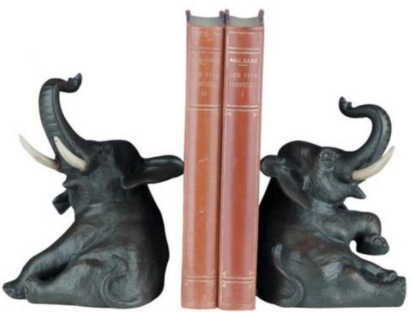 Bookends Bookend Sitting Elephant Cast Resin Hand-Painted Hand-Cast Pain