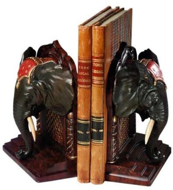 Bookends Bookend TRADITIONAL Antique African Elephant Chocolate Ebony Brown