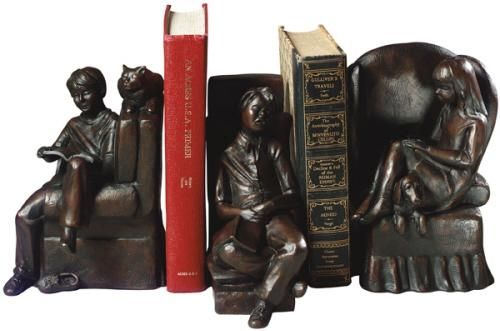 Bookends Bookend TRADITIONAL Antique Bookworks By Mantik Chocolate Brown Resin