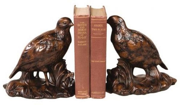 Bookends Bookend TRADITIONAL Antique Quail Birds Large Lifesize Resin