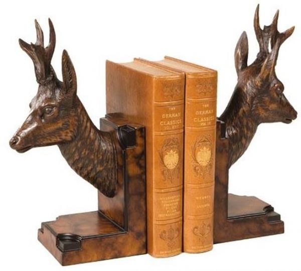 Bookends Deer Head Mountain Hand Painted Resin Fine Details OK Casting USA Made