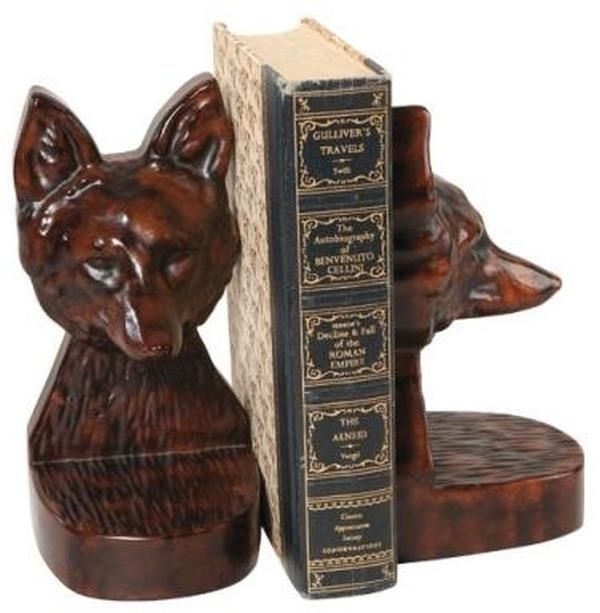 Bookends Fox Head Hand Painted Resin OK Casting Made in USA