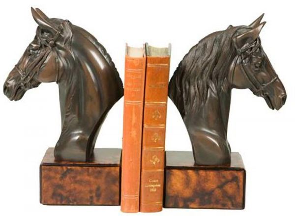 Bookends Horse Head Large Equestrian Hand Painted OK Casting USA Made