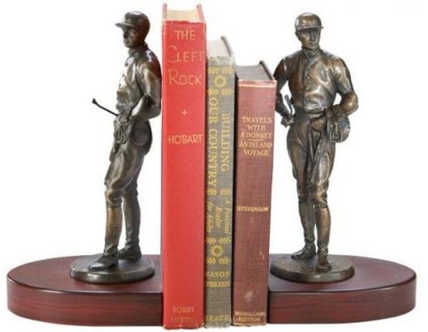 Bookends Jockey Weigh-In Vintage Gold Resin Cherry Base HandCast OK Casting