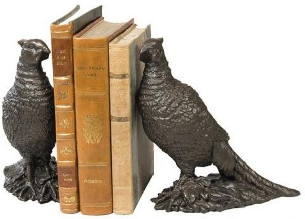 Bookends Standing Pheasant Birds Hand Painted Resin Fine Details OK Casting