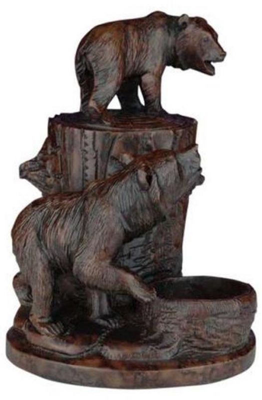 Box MOUNTAIN Rustic Climbing Bears in Forest Lidded Oxblood Red Resin