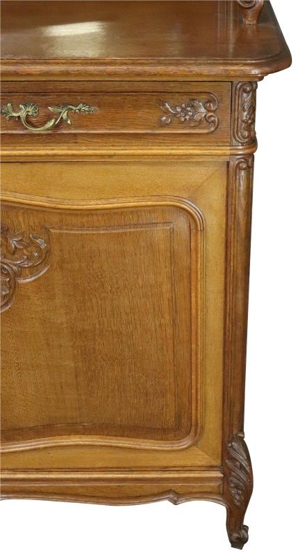 Buffet Louis XV Rococo Antique French 1900 Server Oak Glass 5-Door 2-Drawer