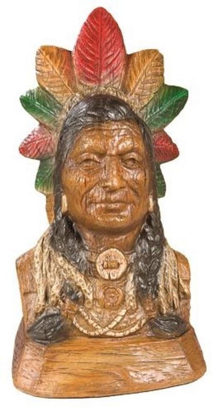 Bust Statue AMERICAN WEST Southwestern Indian Chief Resin Hand-Painted