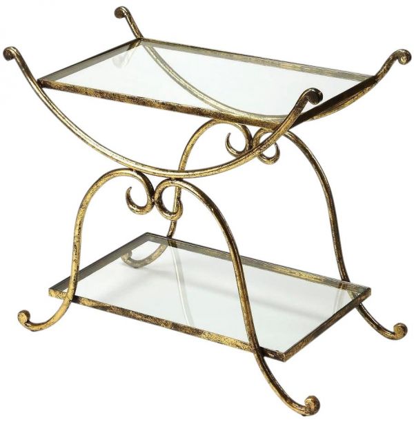 Cart Metalworks Distressed Gray Tempered Glass Iron Bronze