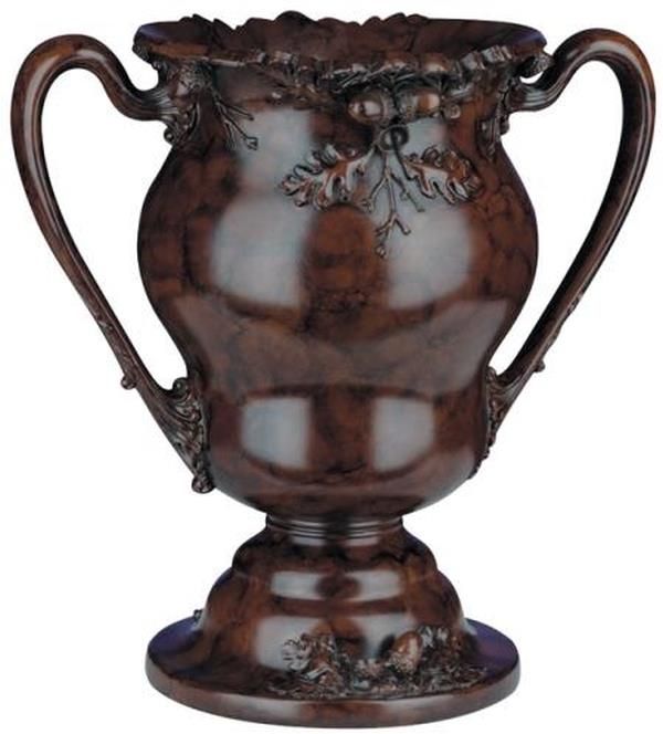 Centerpiece TRADITIONAL Antique Acorn Urn Chocolate Brown Resin Hand-Painted