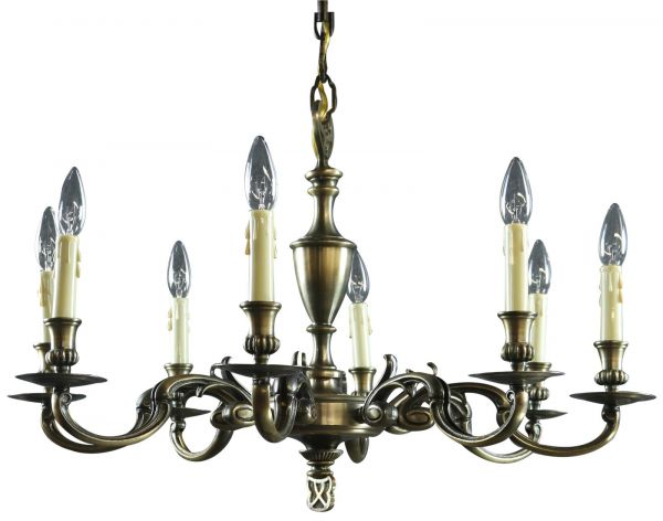 Chandelier 1950 Vintage 8 Arms Metal French Traditional Shape