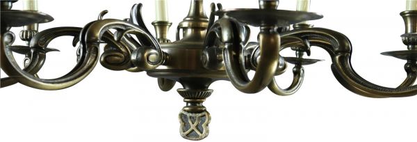 Chandelier 1950 Vintage 8 Arms Metal French Traditional Shape