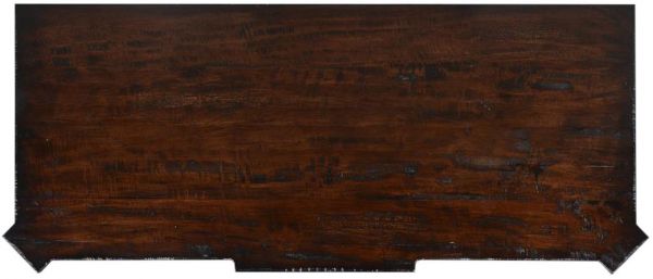 Chest St Denis Dark Rustic Pecan Wood Old World Distressed Soft Glide 3-Drawer