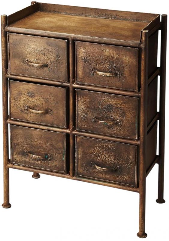 Chest of Drawers CAMERON Industrial Chic Crackled Metalworks Distressed Black
