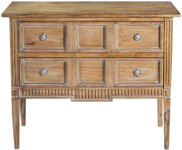 Chest of Drawers Eliot Transitional Molding Solid Wood Beachwood 2-Drawer