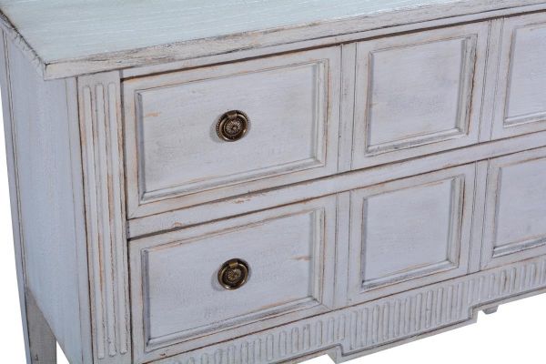 Chest of Drawers Eliot Transitional Pewter Gray Solid Wood 2-Drawer Molding