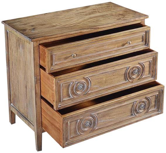 Chest of Drawers Huntington Old World Distressed Beachwood Solid Wood 3-Drawer