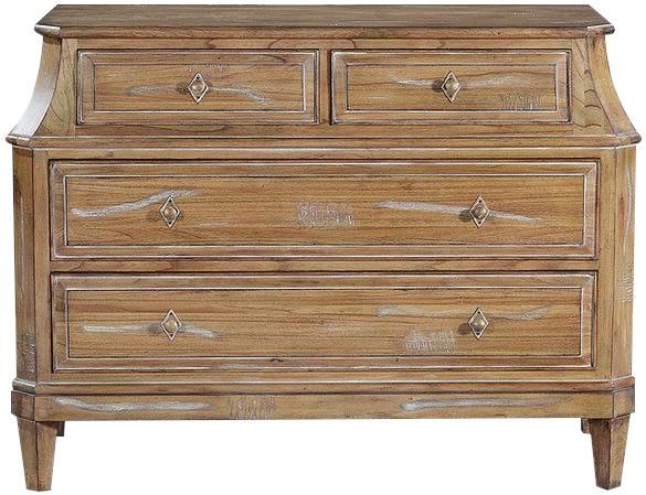 Chest of Drawers Rosalind Beachwood Solid Wood Four Drawers Curved Top