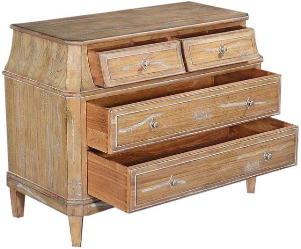 Chest of Drawers Rosalind Beachwood Solid Wood Four Drawers Curved Top