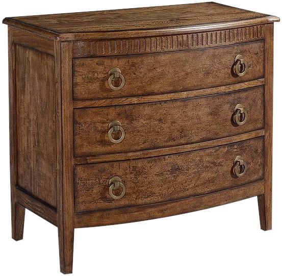 Chest of Drawers Theodore Bow Front Rustic Pecan Solid Wood Brass 3-Drawer