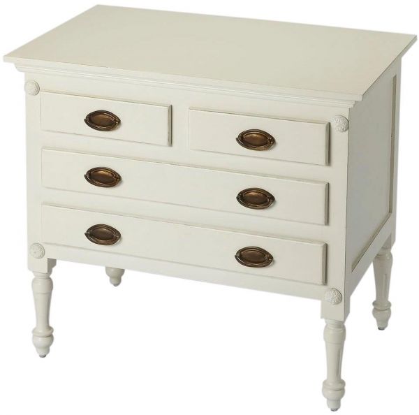 Chest of Drawers Traditional Antique Turned Legs Vintage White Distressed Mango