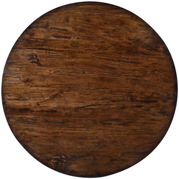 Coffee Table Glenbrook Antiqued White Rustic Pecan Round Top Solid Wood Shelf