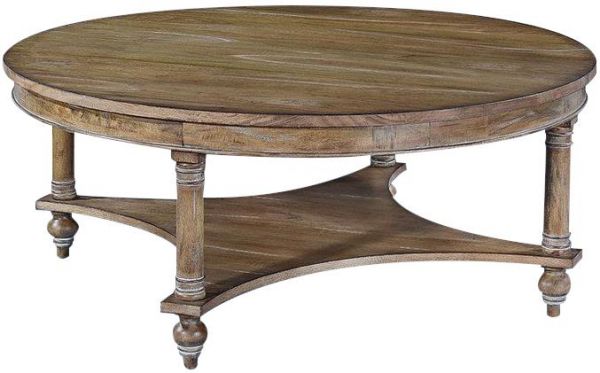 Coffee Table Glenbrook Round Solid Wood Beechwood Lower Tier Transitional