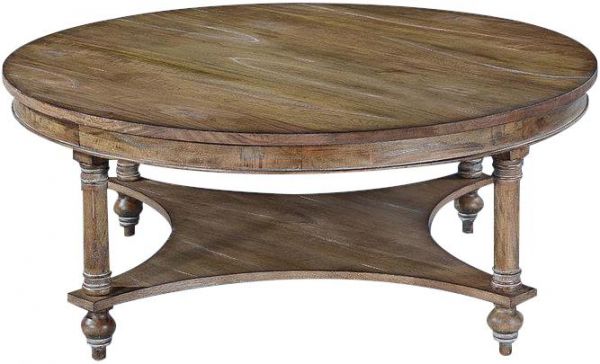 Coffee Table Glenbrook Round Solid Wood Beechwood Lower Tier Transitional