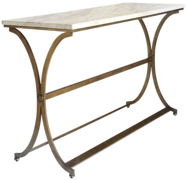 Console Table Antique Gold Distressed Metal Travertine Bronze Brass Marbl